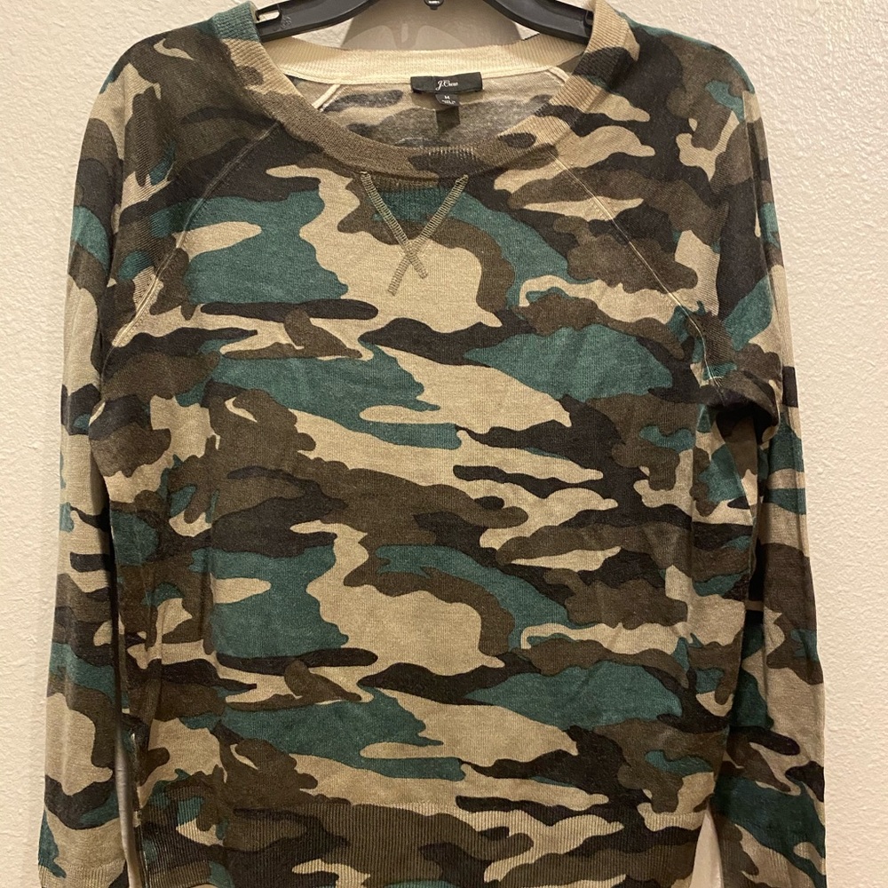 J CREW CAMO SWEATER